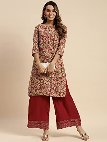 Image of rangita Women Rayon Regular Fit Knee Length Printed Straight Kurti | Kurta