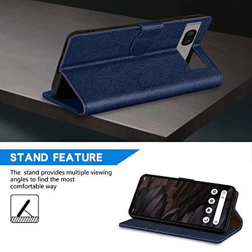Image of ZZXX for Google Pixel 7a Wallet Case Magnetic Closure 6.1 inch,Blue