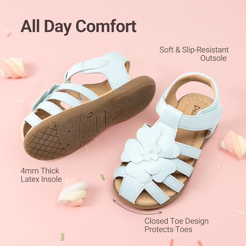 Image of DREAM PAIRS Girls Toddler /Little Kid Closed-Toe Flower Summer Dress Sandals Shoes