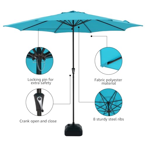 COBANA 11ft Patio Umbrella with Base Included, Large Outdoor Market Umbrella with Stand, Blue