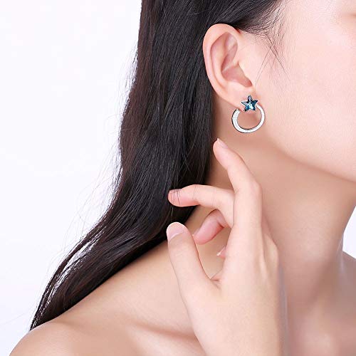 Boucles d'oreilles en cristal bleu et argent 925 style étoile - 4