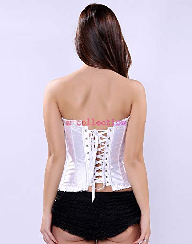Grebrafan Women's Bustier Corset Top Satin Waist Cincher Everyday wear (US(12-14) 2XL, White) - Thumbnail 4