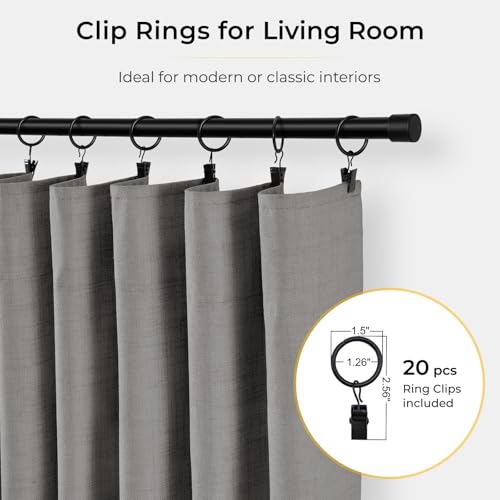 Image of INOVADAY 100% Blackout Curtains for Bedroom, Stoic Gray Black Out Curtains 108 Inch Long, Clip Rings Linen Blackout Drapes, Thermal Insulated Room Darkening for Living Room, 2 Panels - W50xL108