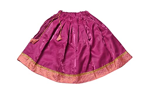 Sequin & Dupion Fabric Sleeveless Party & Wedding Wear Stitched Pattu Pavadai Lehenga Choli for Girls & Kids2