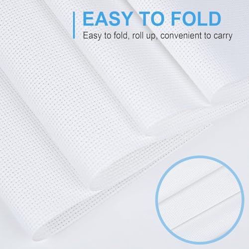 Image of MYFAMIREA Cross Stitch Aida Fabric 16 Count, 28 by 19 Inch Large Size, Classic Reserve Cross Stitch Aida Cloth for Home DIY Embroidery Decoration, White