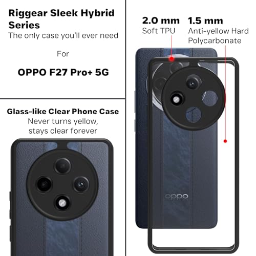 Image of RIGGEAR Shockproof Sleek Hybrid Armor Back Cover Case Compatible with Oppo F27 Pro Plus 5G (Clear PC + Black TPU Bumper)