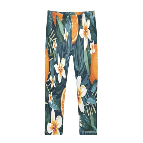 Bolaz Toddler Girls Leggings Printed Yoga Pants Leggings Orange Flower for Kids