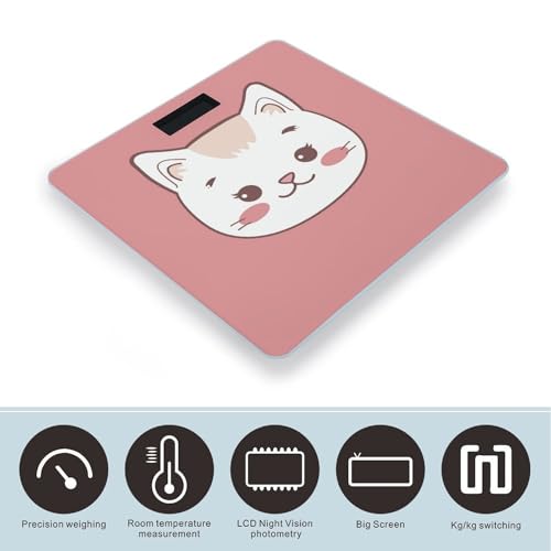 Báscula digital con patrón de gato y pantalla LCD miniatura 3