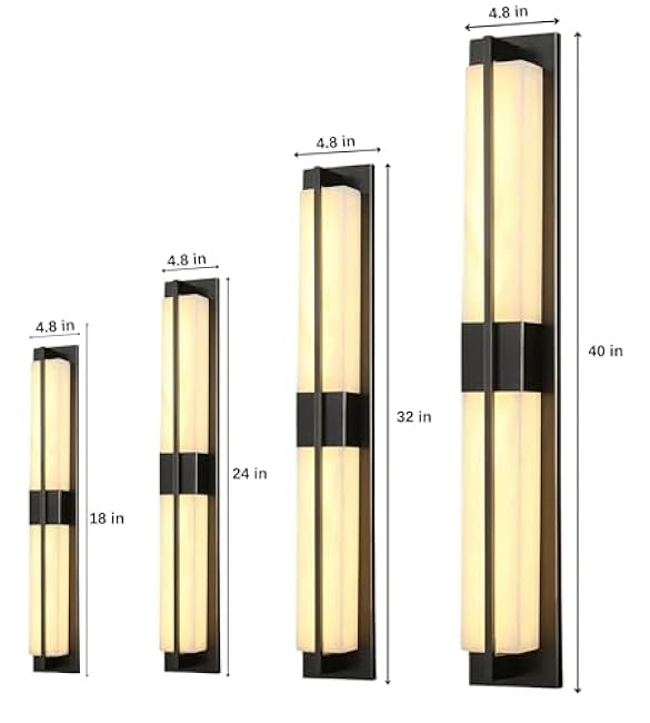 LED Outdoor Wall Lights Fixture Lamps. Modern Elegant Acrylic lampshade with Marble Texture, Aluminum Body. Exterior Black Sconce Wall Lantern IP65 Waterproof Anti Rust. (Modern LED Black 18''H, 9W)