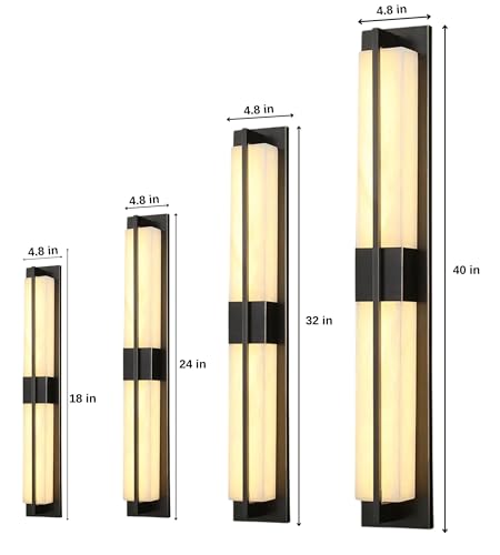 Image of Outdoor Wall Light Fixtures, Exterior Waterproof Lanterns, Porch Sconces Wall Mounted Lighting with Modern Frosted Glass, Black Aluminum Wall Lamps for Patio Front Door Entryway (MODERN BLACK, 24inch)