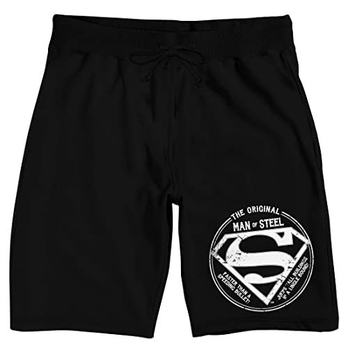 Superman The Original Man of Steel Logo Men's Black Sleep Pajama Shorts