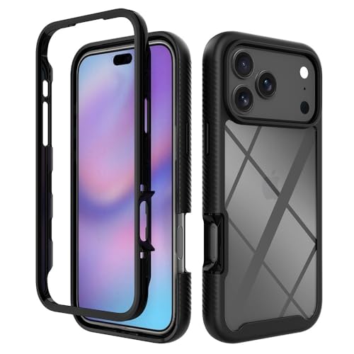 Étui iPhone 14 double couche avec clapet arrière noir rigide