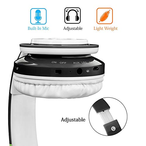 OXENDURE Wireless Bluetooth cuffie pieghevoli per bambini bambino leggero portatile auricolare con microfono Sport Cuffie Hi-Fi Audio Volume (Nero)