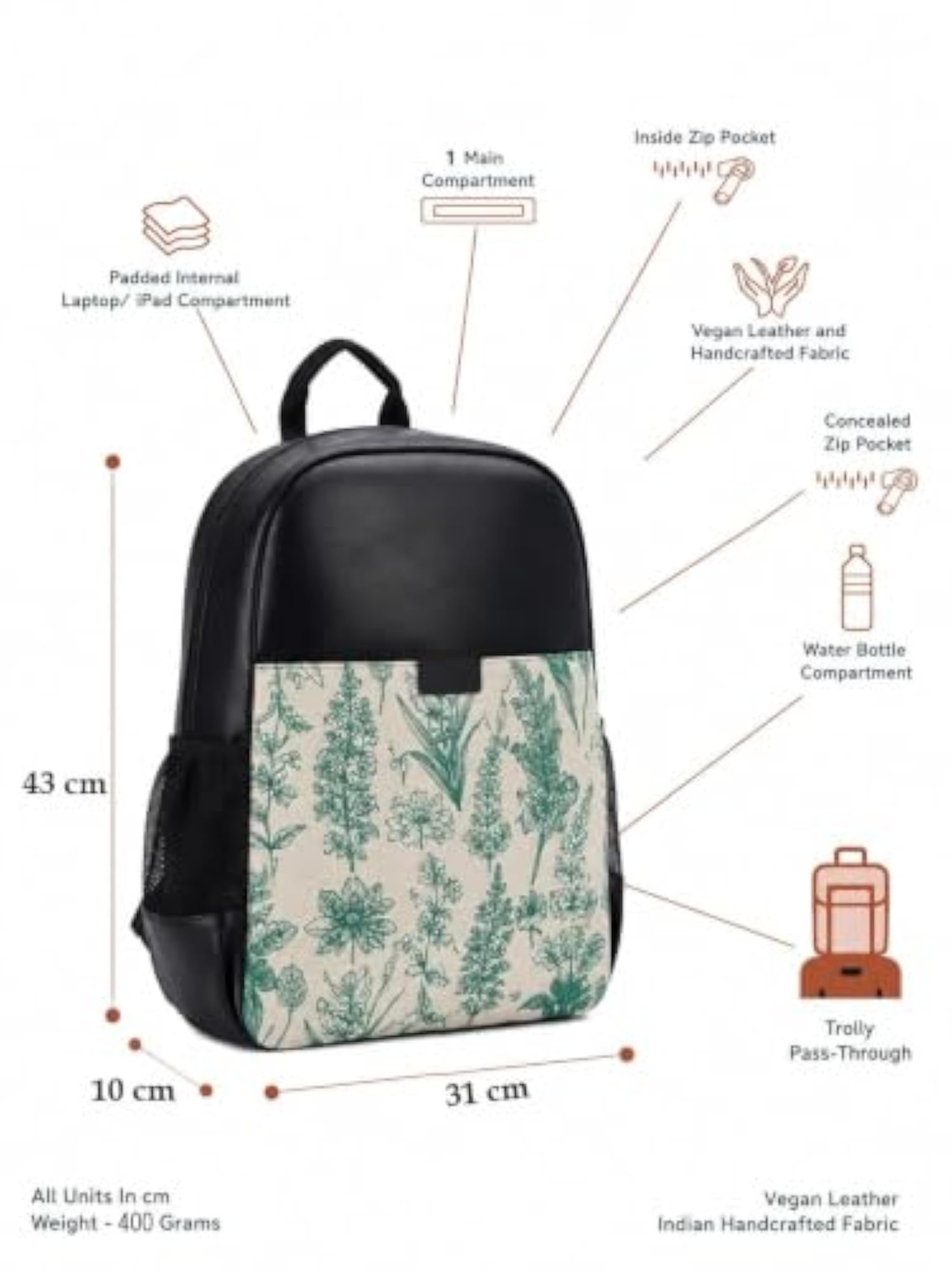 Wildlife Print PU Leather College & Travel Backpack