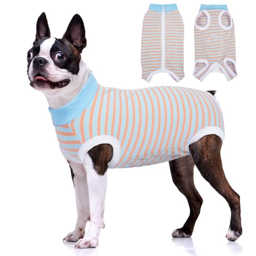 Image of BRKURLEG Small Dog Recovery Suit After Surgery Female Male, Abdominal Wound Protection, Back Zipper Spay Recovery Suit for Dogs & Cats, Soft Anti-Licking Puppy Onesie Pajamas, Cone Alternative, XL