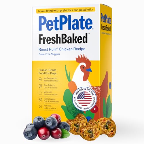 PetPlate Roost Rulin' Chicken FreshBaked Dry Dog Food, Gently Baked and Air-Dried Human Grade Dog Food, Formulated with Prebiotics and Postbiotics, Grain Free, No Fillers or by-Products 2lbs