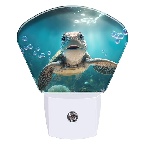 Image of Night Light Green Turtle Plug-in LED Dusk-to-Dawn Sensor Soft Night Lamp,Suitable for Home Bedroom Bathroom Hallway Stairs