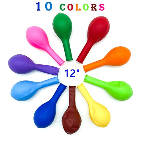 Image of Yeunmu100 PCS Balloons Assorted Colors(Inside 10 Colors-10 Per Color), 12 Inch Balloons Bulk, Suitable for Birthday, Family Party, Graduation, Wedding