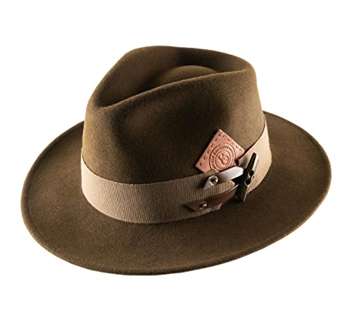 B Couture - Chapeau Fedora Pliable, imperméable, Feutre Homme ou Femme Antoine - Taille 57 cm - Marron Cover