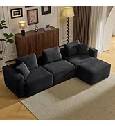 Karl home Modular Cloud Couch with Ottoman 112.2" Corduroy Sectional Sofa L-Shaped Modern Sofa Co...