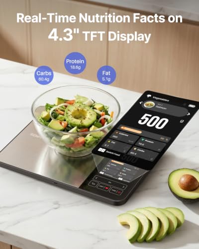 Image of RENPHO Smart Scale for Body Weight, RENPHO Smart Food Kitchen Scale with Nutritional Calculator, TFT Color Display, Instant Macro, Carb Tracker