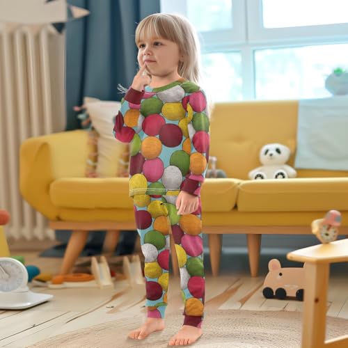 Pajama Sets Long Sleeve Colorful Balls Pattern Print Soft Comfy Sleepwear 2 Piece PJS 3-8T 5
