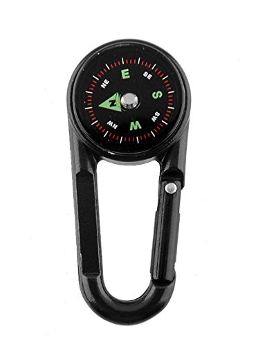 Snowmanna Niegienna-Assorted Colors 1Pc Mini Compass Carabiner Clip 3 In 1 Guiding Thermometer Keyring Keychains For Outdoor Hiking Camping Climbing Hunting Travelling (Black New) #TOP1
