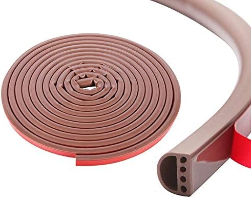 Qishare Silicone Rubber Weather Strip, Multi-Hole Design Seal Strip for Doors and Windows, Self-Adhesive Strip Type D,Draft Excluder for Windows, Window Seal, 9mm(W) X 6mm(H) X 6 M(L),White
