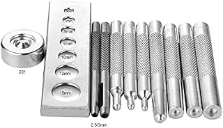 11pcs Punch Tool Punch Snap Kit, Leather Craft Snap Fastener Setter Rivet Setting Round Hole Punch Die Tools for Punch Hole and Install Rivet Button