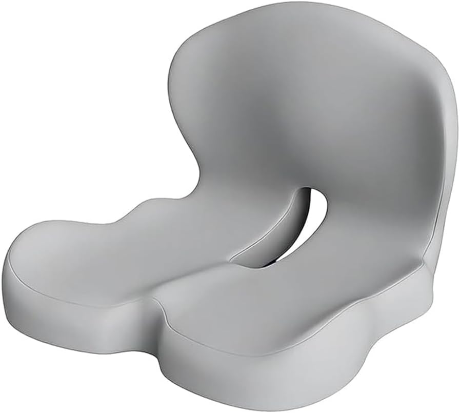 Contoured Support Pillow - 2-in-1 Orthopedic Back and Seat Cushion for Sciatica Relief, Office Chair, Car Driving - High-Density Foam, Polyester Cover, Machine-Washable - Blue, New Model