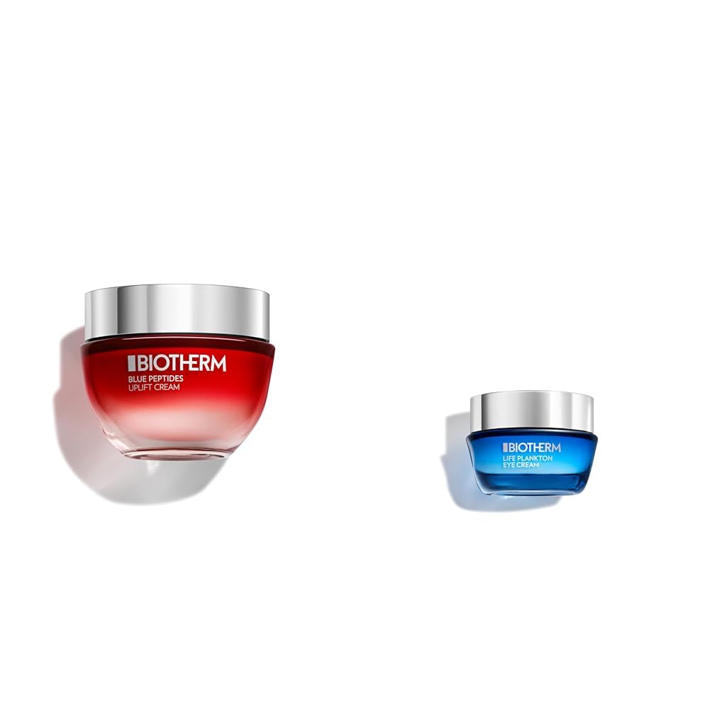 Biotherm Blue Peptides Uplift Cream 50ml + Biotherm Life Plankton Eye Cream, intensive Augenpflege mit Life Plankton, straffende Tagescreme mit Kollagen Peptiden, Anti Aging Gesichtspflege