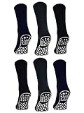 Ideal für glatte Böden 2  4  6 Paar ABS Socken Damen & Herren Anti Rutsch Socken Stoppersocken Noppensocken Baumwolle Schwarz Blau Grau - 44441 (Schwarz Blau Grau 47-50, 6 Paar)
