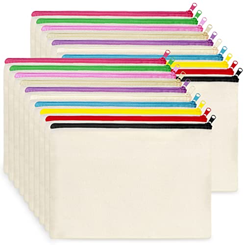 Koolmox Canvas Zipper Pouch 20 Pack, Beige