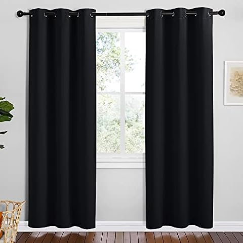 NICETOWN Bathroom Blackout Thermal Curtains, 2 Panels, 42 x 78-inch, Black — $20.92 (28% off)