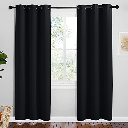 NICETOWN Bathroom Blackout Thermal Curtains, 2 Panels, 42 x 78-inch, Black