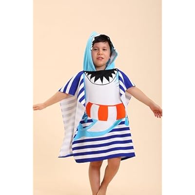 Shark Hooded Towels for Kids, Poncho Beach Towels for Kids, Kids Beach Towels for Boys/Girls, Swimming Towels/Towel Robes/Wearable Towels/Pool Towels for Kids 2-10, Hooded Beach Towels for Toddler 41P++RlQdZL. SS400