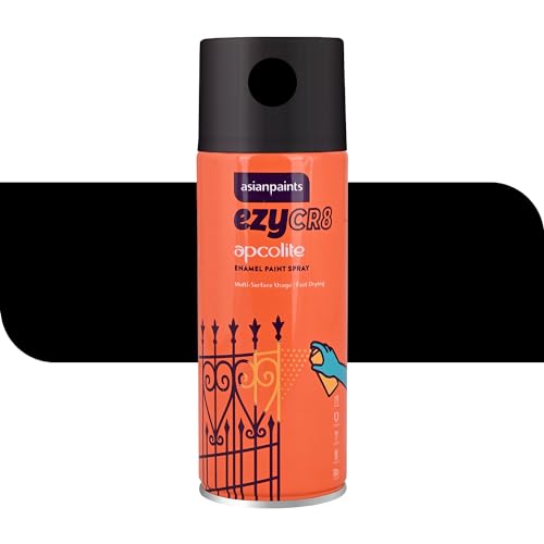 Asian Paints ezyCR8 Apcolite Enamel Paint Spray (Black) Multi-Surface DIY Spray Paint for metal wood wall – 250 g (400ml)