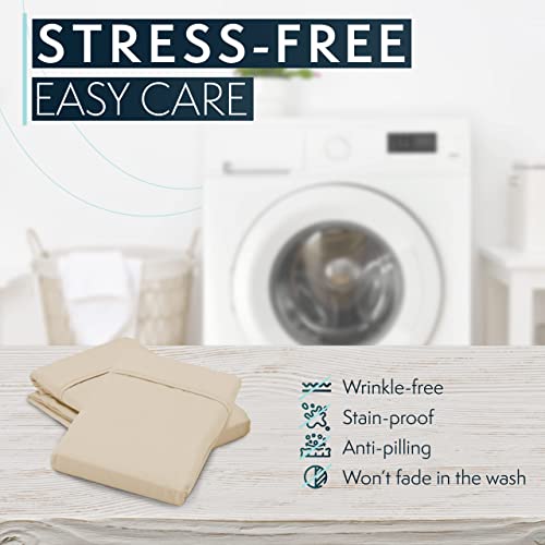 HC Collection Pillow Cases Standard Size/Queen Size Set of 2- Microfiber, Extra Soft Pillowcases - Easy Care & Machine Washable - Taupe - Thumbnail 6