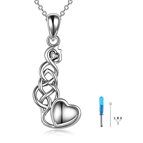 ONEFINITY Urn Necklaces for Ashes Sterling Silver Celtic Cat Cremation Jewelry for Ashes Keepsake Jewelry for Women Her