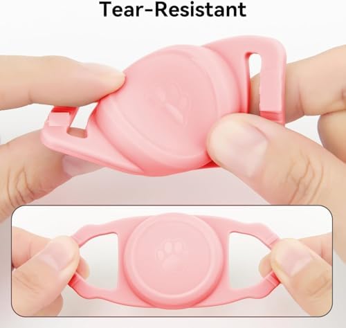2Pack Case Compatible with AirTag Dog Collar Holder, Waterproof Silicone Case, Pink - 2