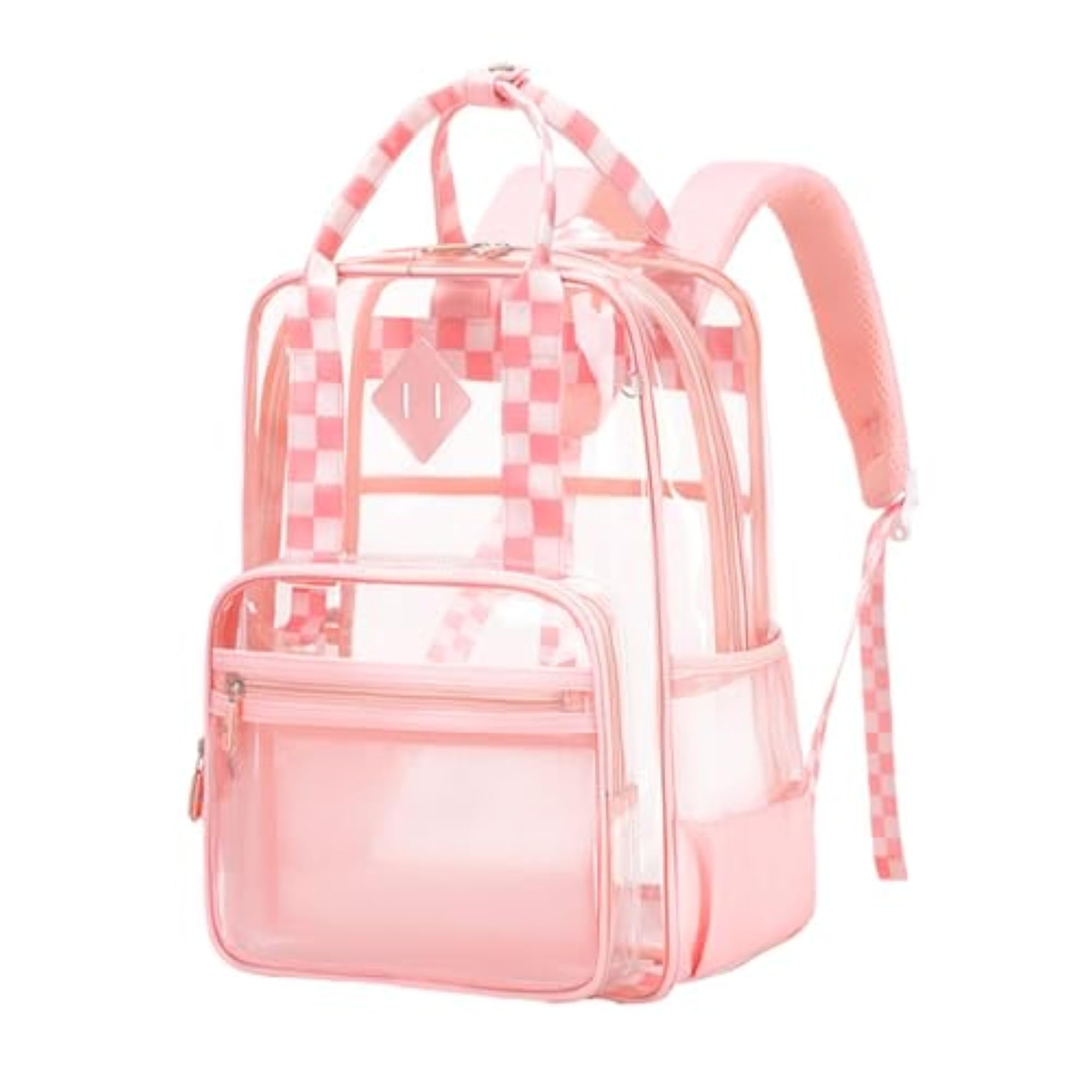 Transparent PVC Clear Laptop Backpack for Teens, Pink