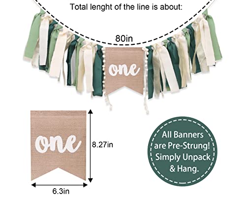 Wild One Highchair Banner - Jungle & Safari Birthday Decorations for Boy's First Birthday Party (Green) by WAUAO - Image 2