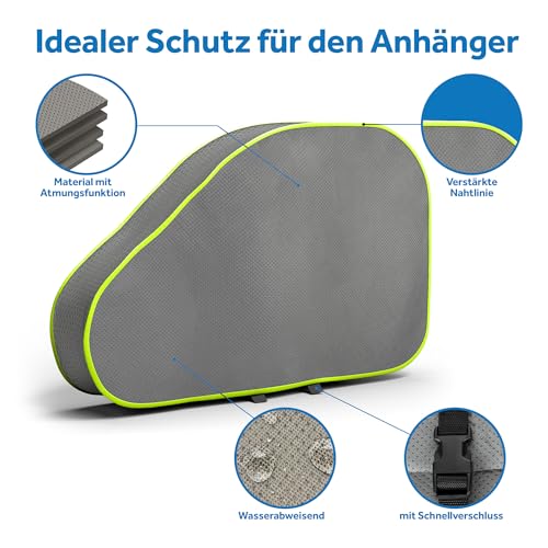 Deichselabdeckung Grau reflektierend für Wohnwagen und Anhänger Deichselhaube mit verstellbaren Gurtschnallen wasserabweisend Anhängerkupplung Abdeckung