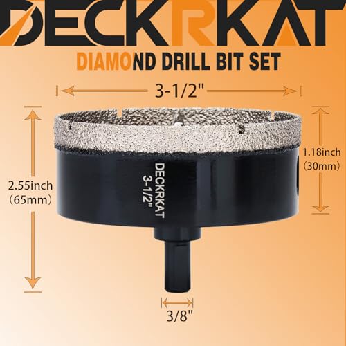 3-1/2 inch Diamond Hole-Saw Bits with Pilot Drill Bit -3-1/2\" Diamond Tipped Tile Hole Saws with Guiding Bit Accurate Drilling for Porcelain Tile Ceramic Pottery Granite Stone Glass Bottles 90mm. - Thumbnail 2