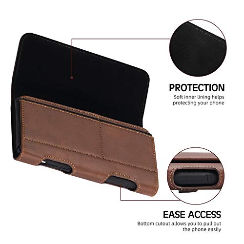 Becplt Galaxy S20 Ultra 5G Holster Case,Leather Galaxy Note 10+ Plus Belt Clip Holster Pouch Carrying Sleeve With Id Card Holder For Galaxy S20 Plus Galaxy A20S A71 Note 9 Note 8 Lg Stylo 5 (Brown) #TOP4
