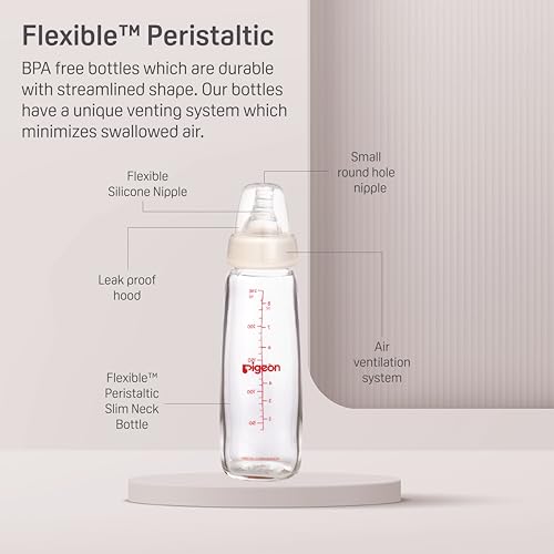 Pigeon Flexible Slim Neck Baby Bottle for 4+ Months Babies, 240ml, Glass, 1-Pack - Image 4