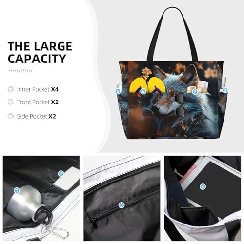 Beach Bag for Women Moroccan Color Pattern Beach Tote Bag Foldable Pool Bags with Zipper Gym Bags3