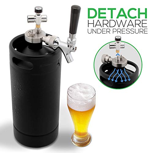 NutriChef PKBRTP110 Mini Keg Detachable Aluminum Regulator & Spout Easy Storage Under Pressure-Homebrew