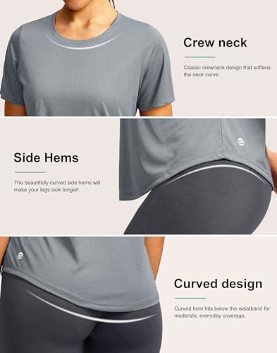 Image of Women's Short Sleeve Workout Shirts UPF 50+ Sun Protection T-Shirts Quick Dry Breathable Gym Running Hiking Tops for Women