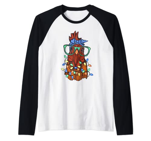 granjero regalo navidad pollo divertido pollos Camiseta Manga Raglan